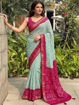 Bandhani zari art silk bandhani saree 2