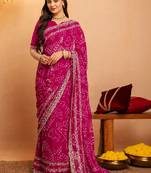 Bandhani zari pure georgette fusion bandhani saree