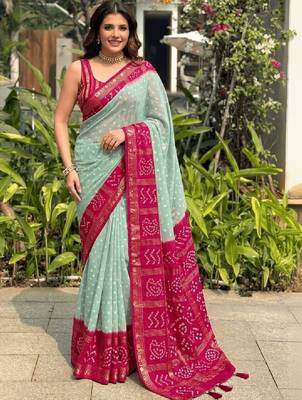 Bandhani zari art silk bandhani saree 3