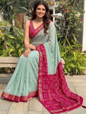 Bandhani zari art silk bandhani saree 4