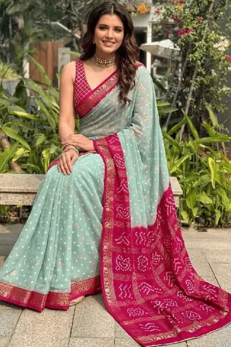 Bandhani zari art silk bandhani saree