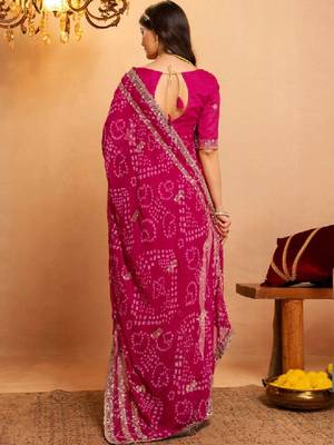 Bandhani zari pure georgette fusion bandhani saree 3