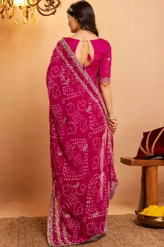 Bandhani zari pure georgette fusion bandhani saree