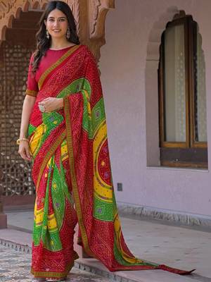 Bandhani pure georgette fusion bandhani saree 1