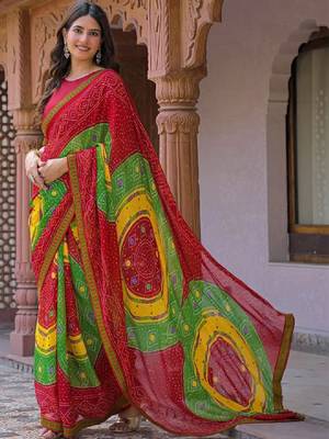 Bandhani pure georgette fusion bandhani saree 2