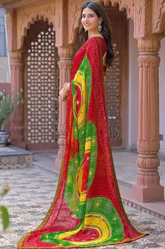 Bandhani pure georgette fusion bandhani saree