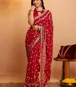 Bandhani zari pure georgette fusion bandhani saree