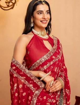 Bandhani zari pure georgette fusion bandhani saree 2