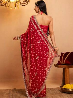 Bandhani zari pure georgette fusion bandhani saree 3
