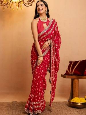 Bandhani zari pure georgette fusion bandhani saree 4