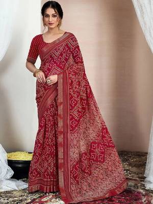Bandhani pure chiffon fusion bandhani saree 1