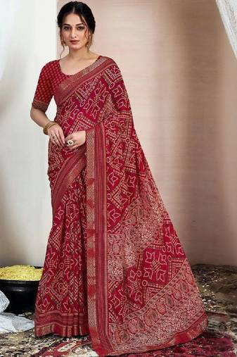 Bandhani pure chiffon fusion bandhani saree