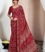 Bandhani pure chiffon fusion bandhani saree