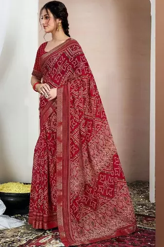 Bandhani pure chiffon fusion bandhani saree