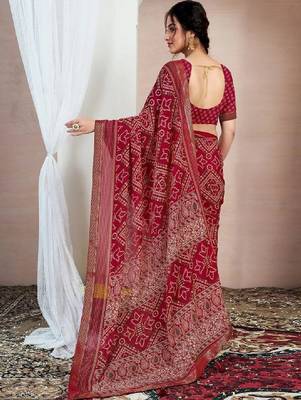 Bandhani pure chiffon fusion bandhani saree 3