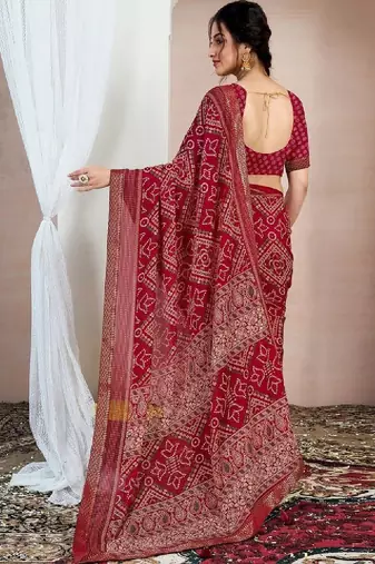 Bandhani pure chiffon fusion bandhani saree