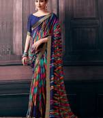 Pure chiffon fusion leheriya saree
