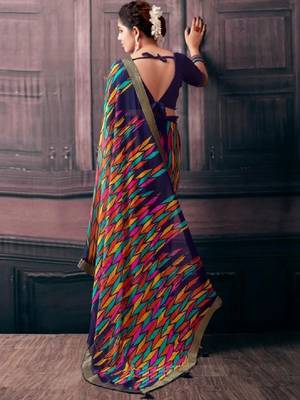 Pure chiffon fusion leheriya saree 3