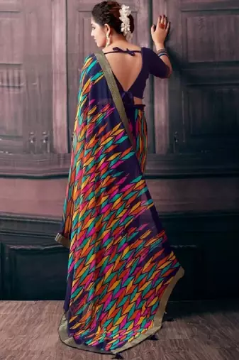 Pure chiffon fusion leheriya saree