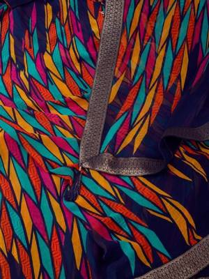 Pure chiffon fusion leheriya saree 4
