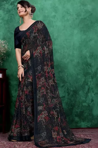 Ombre poly georgette bandhani saree