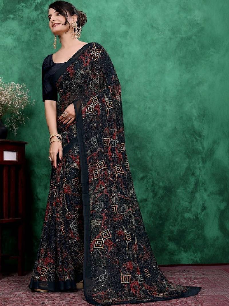 Ombre poly georgette bandhani saree