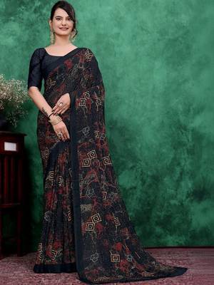 Ombre poly georgette bandhani saree 4