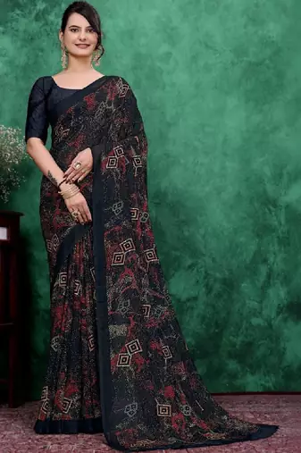 Ombre poly georgette bandhani saree