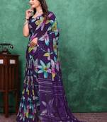 Floral poly georgette bandhani saree