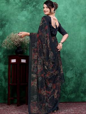Ombre poly georgette bandhani saree 2