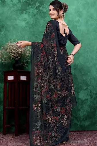 Ombre poly georgette bandhani saree