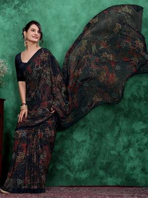 Ombre poly georgette bandhani saree 4