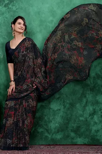 Ombre poly georgette bandhani saree