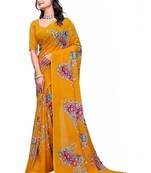 Floral poly georgette bandhani saree