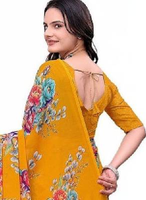 Floral poly georgette bandhani saree 2