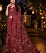 Bandhani poly georgette leheriya saree