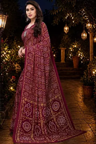 Bandhani poly georgette leheriya saree