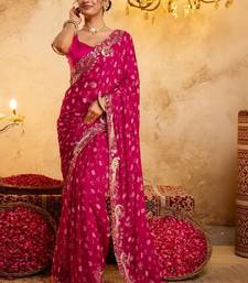 Bandhani embroidered pure georgette fusion bandhani saree