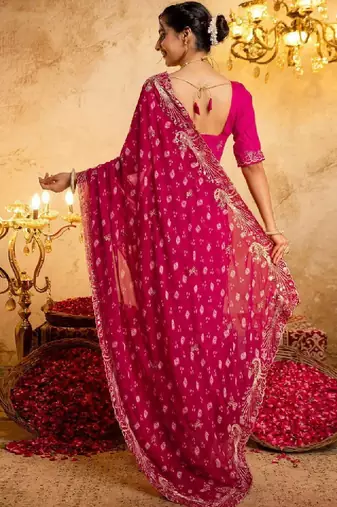 Bandhani embroidered pure georgette fusion bandhani saree