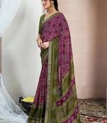 Bandhani pure chiffon fusion bandhani saree