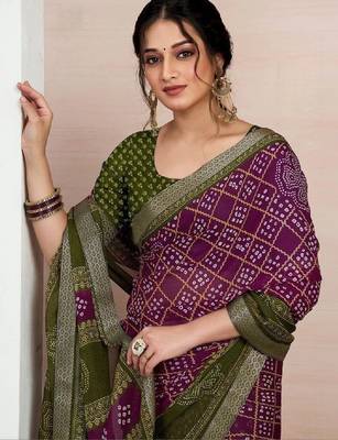 Bandhani pure chiffon fusion bandhani saree 2