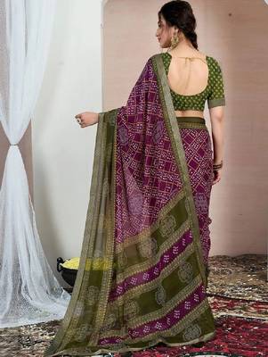 Bandhani pure chiffon fusion bandhani saree 3