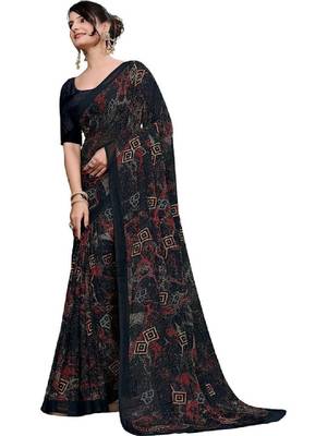 Ombre poly georgette bandhani saree 1