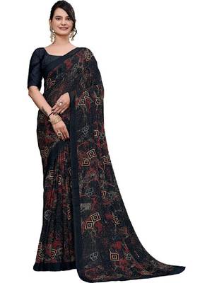 Ombre poly georgette bandhani saree 4