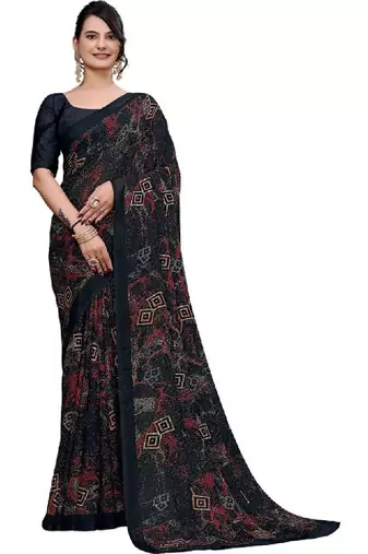 Ombre poly georgette bandhani saree