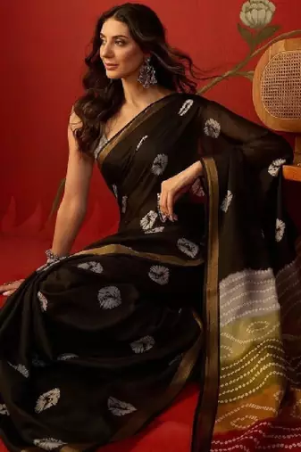 Bandhani zari silk cotton designer bandhani saree
