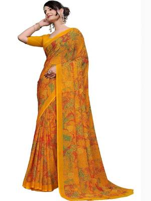 Ombre poly georgette bandhani saree 1