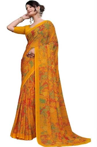 Ombre poly georgette bandhani saree