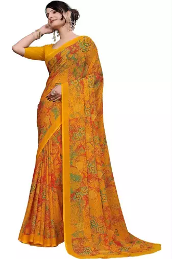 Ombre poly georgette bandhani saree