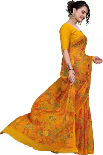 Ombre poly georgette bandhani saree